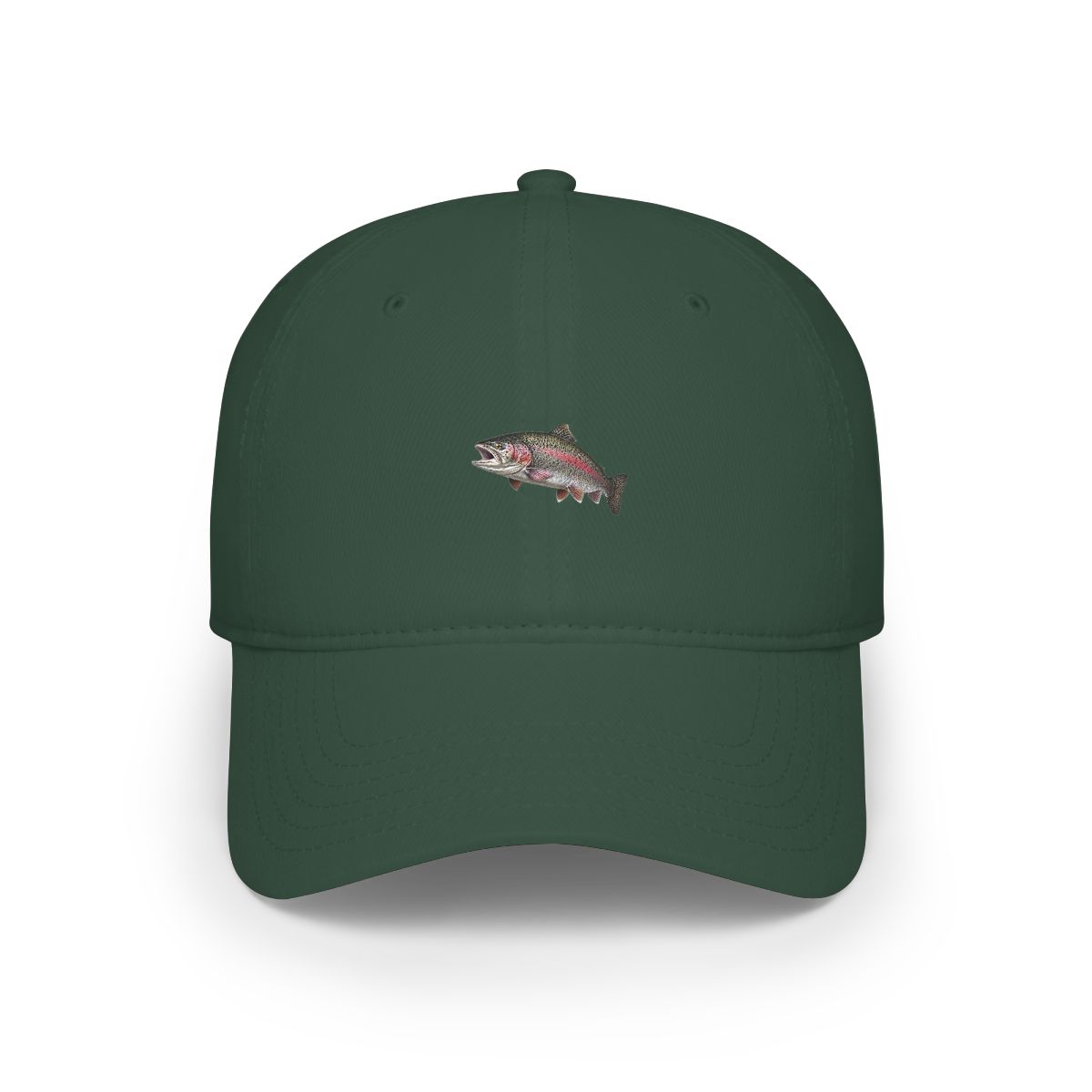 A green and white baseball cap with a fish design on the front. The fish is sticking out of the top of the cap and has a realistic appearance - alternate angle 5, merchandise