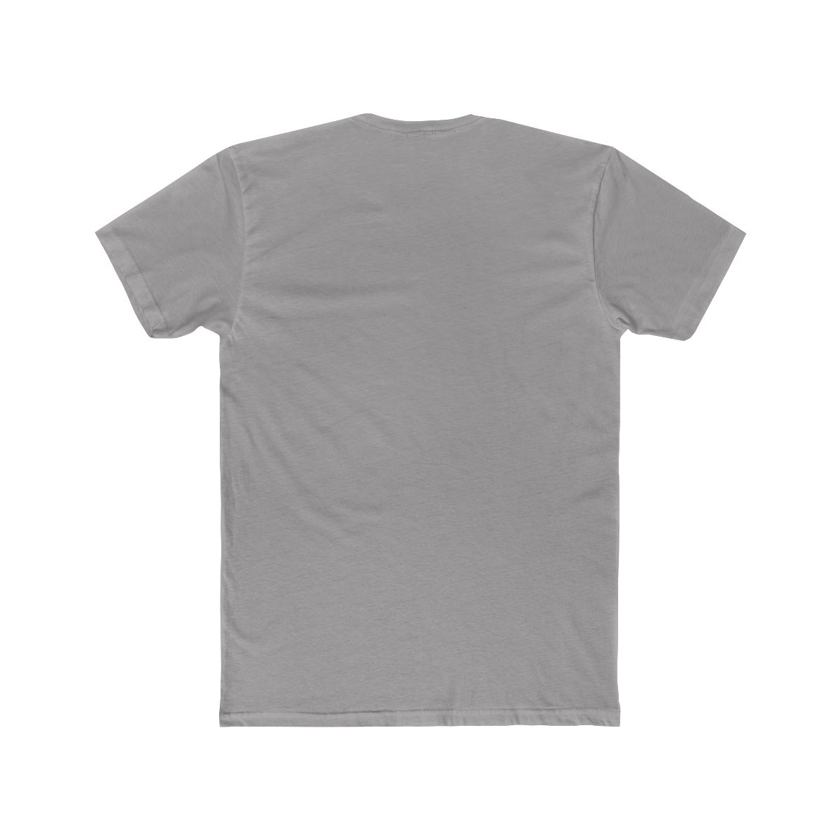 Pale blue T Shirt with a retro design. It features a dark blue fish silhouette above horizontal stripes in orange, yellow, and teal. The shirt has rolled-up sleeves and a knot at the bottom. The text... - alternate angle 1, merchandise